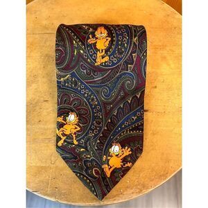 Vintage Garfield neck tie Paisley burgundy men's  Paws Addiction (4784)